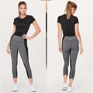 LULULEMON On Your Mark Crop (23") Heathered Black / Black Size 6 Active Running